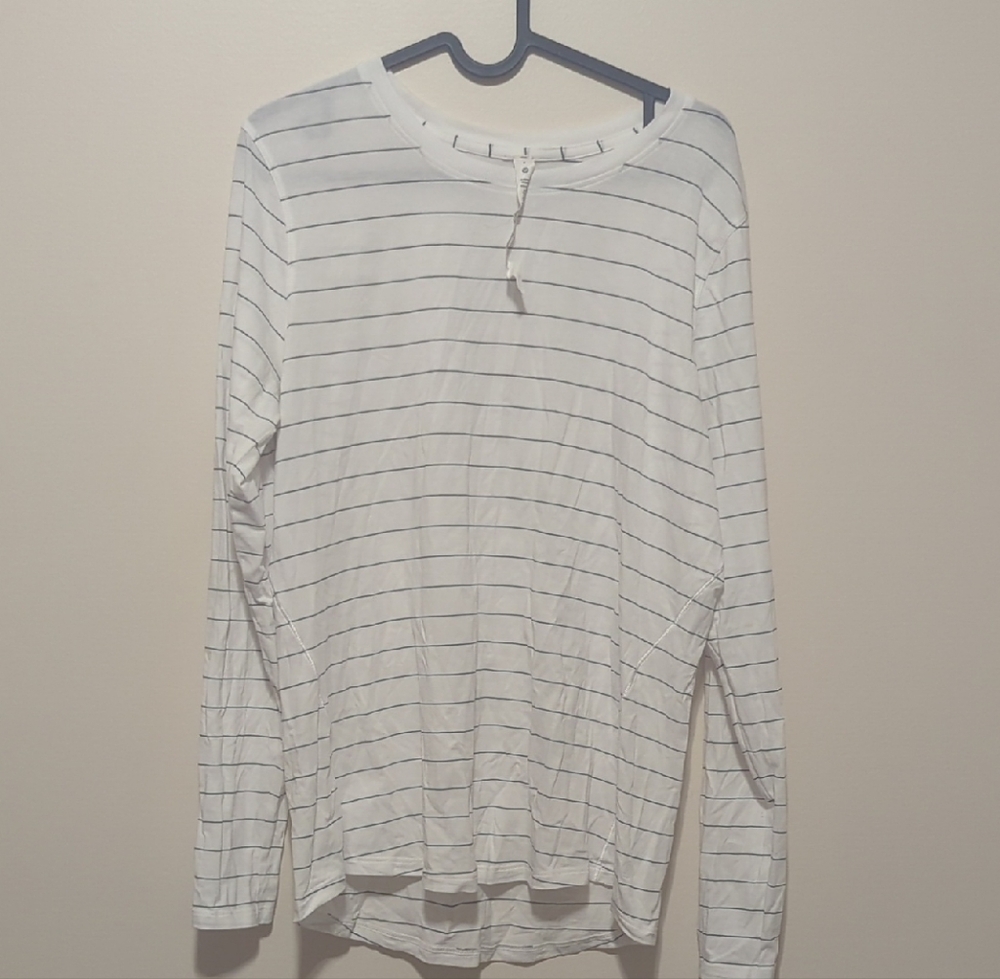 Lululemon Athletica White and Black Striped Top